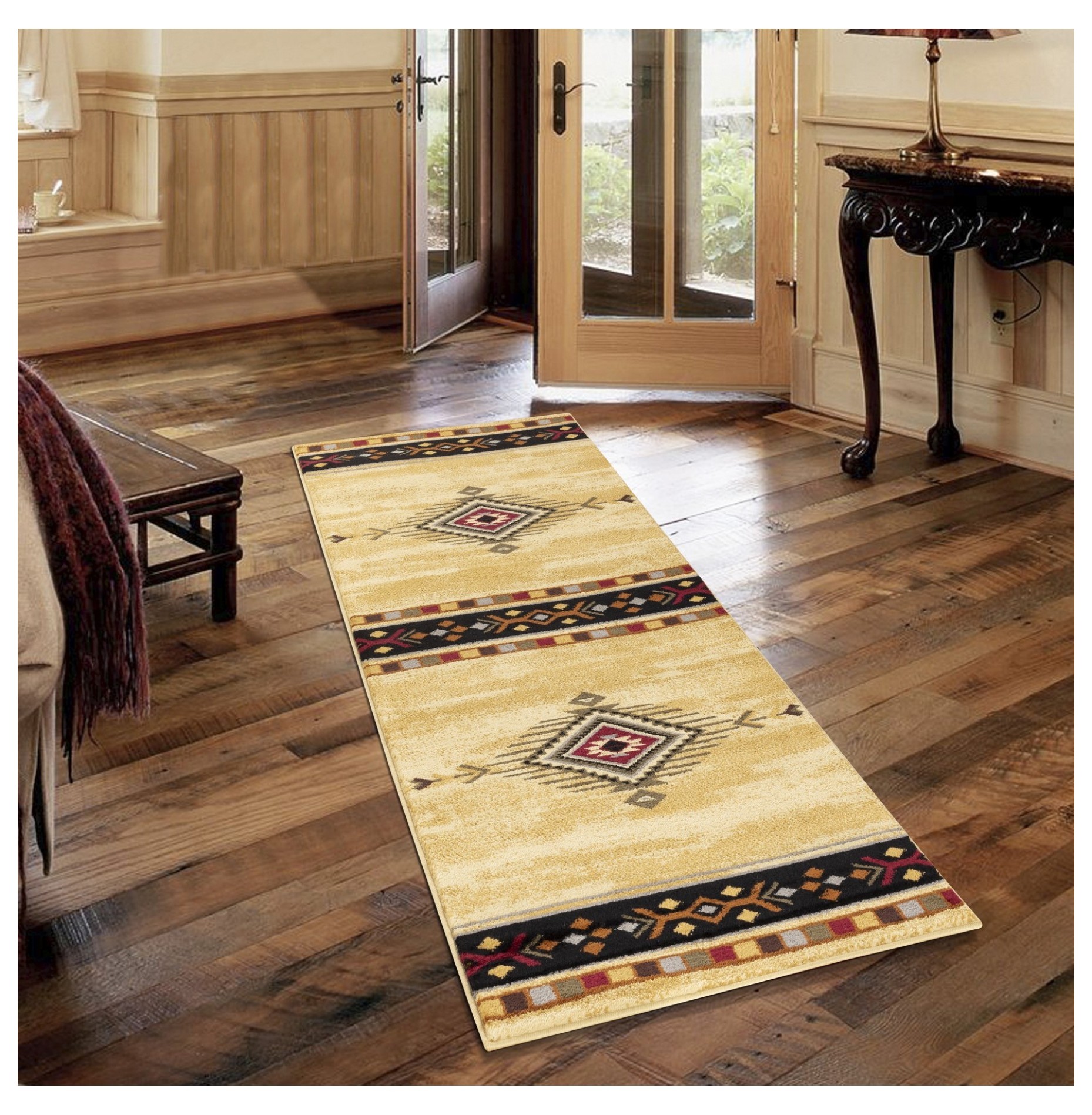 Tribes GC_YLS4003 Cream 2 ft. 7 in. x 7 ft. 3 in. Southwest Area Rug ...
