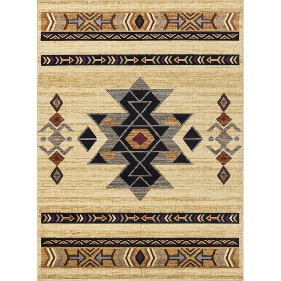 Tribes GC_YLS4006 Cream 7 ft. 10 in. x 10 ft. 3 in. Southwest Area Rug