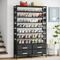 thumbnail image 1 of Tribesigns 10 Tier Vertical Shoe Rack Organizer with 4 Large Bins Drawers, 50 Pairs Shoe Free Standing Tall Shoe Shelf Storage Organizer for Bedroom Hallway Garage, Black, 1 of 5