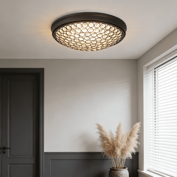 Tribesigns 13" LED Flush Mount Ceiling Light, 3000K Warm /21W Crystal Ceiling Lamp Surface Mount Round Lighting Fixture for Bedroom, Living Room, Dining Room, Foyer