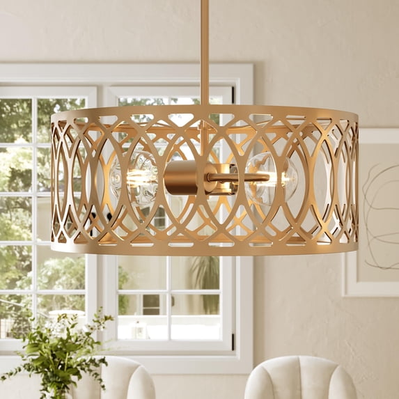 Tribesigns 13" Pendant Lights, 2-Light Modern Chandelier with Adjustable Height, E26 Base Metal Drum Dining Room Light Fixture, Island Lights for Kitchen, Entryway, Living Room, Foyers