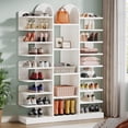 thumbnail image 1 of Tribesigns 13-Tier Shoe Rack, Wood Freestanding Tall Shoe Storage Cabinet for Entryway, White, 1 of 7