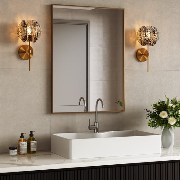 Tribesigns 15" Wall Sconce Set of 2, Vanity Lights with Textured Smoke Glass Shade, Bathroom Light Fixture with Antique Copper Finish, Wall Light Over Mirror for Bedroom, Living Room, Hallway