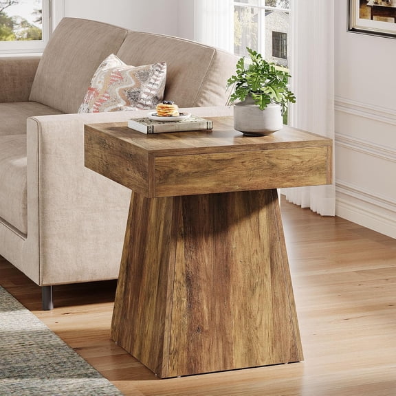 Tribesigns 19.7'' End Table, Rustic Square Side Table, Nightstand Beside Bed, Living Room, Dark Brown