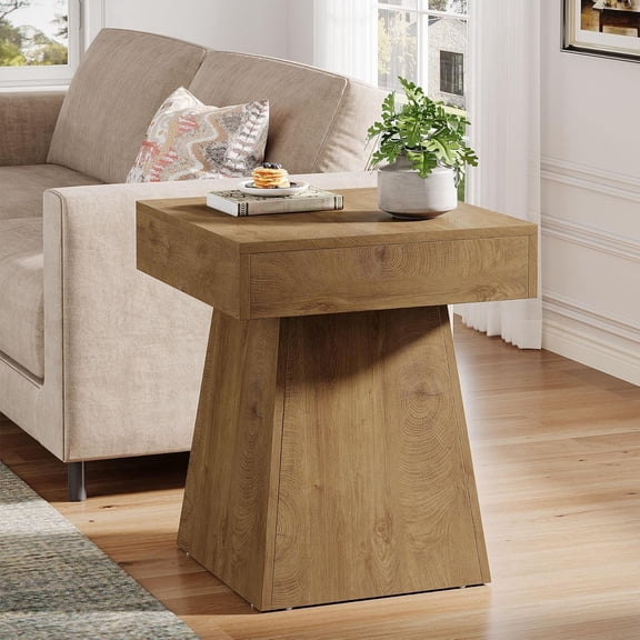 Tribesigns 19.7'' End Table, Rustic Square Side Table, Nightstand Beside Bed, Living Room, Light Brown