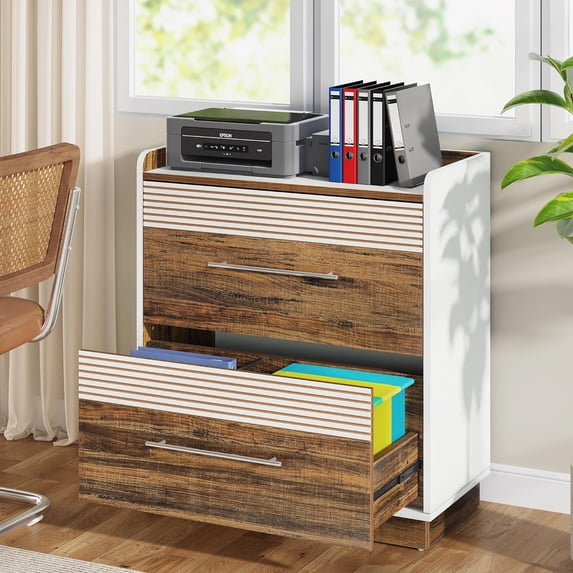 Tribesigns 2-Drawer File Cabinet, Lateral Modern Filing Cabinet for A4/Letter, Printer Stand with Storage Drawer for Home Office