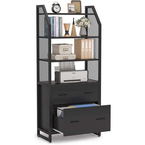 Tribesigns 2 Drawer File with Bookshelf, Filing for