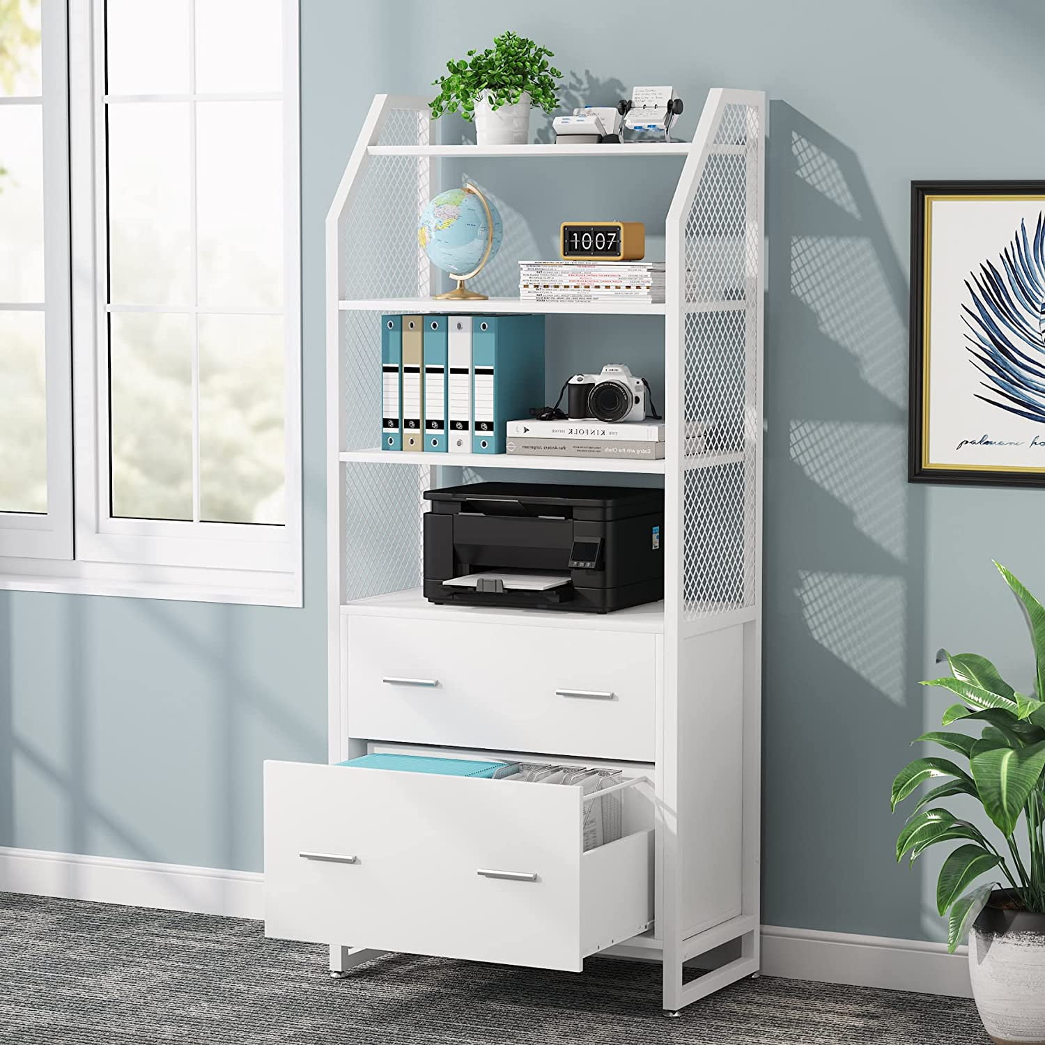 Tribesigns 2 drawer vertical file cheap cabinet with lock & bookshelf
