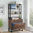 thumbnail image 1 of Tribesigns 2 Drawer File Cabinet with Lock, Letter Size Modern Filing Cabinet with Storage, Brown, 1 of 7