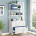 thumbnail image 1 of Tribesigns 2 Drawer File Cabinet with Lock, Letter Size Modern Filing Cabinet with Storage, White, 1 of 8