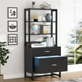 thumbnail image 1 of Tribesigns 2 Drawer Locking File Cabinet with Bookshelf Black Durable Storage, 1 of 7