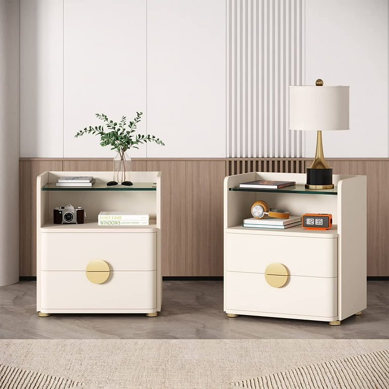Beige nightstand set of cheap 2