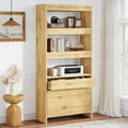 thumbnail image 1 of Tribesigns 2-Drawer Vertical File Cabinet with Open Bookshelf, Modern Design Filing Storage for Home Office, Letter/Legal/A4 Sizes, Oak, 1 of 7