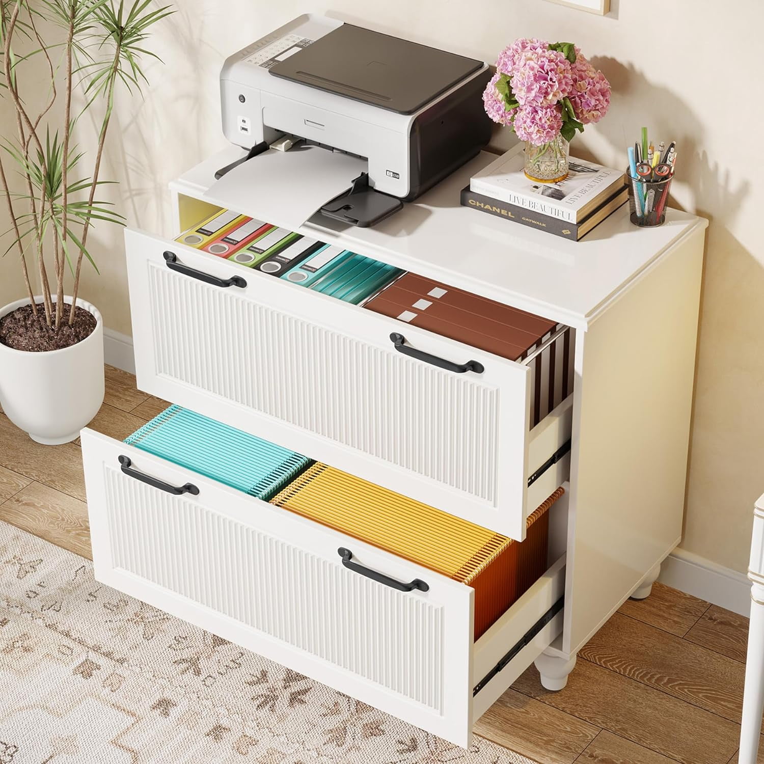 Tribesigns 2Drawer White File Wood Lateral Filing