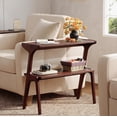 thumbnail image 1 of Tribesigns 2-Tier End Table, Solid Wood Side Table with Storage Shelf, Farmhouse Slim Sofa End Table for Living Room, Bedroom (1PC, Burgundy), 1 of 5