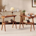 thumbnail image 1 of Tribesigns 2-Tier End Table, Solid Wood Side Table with Storage Shelf, Farmhouse Slim Sofa End Table for Living Room, Bedroom (2PCS, Walnut), 1 of 5