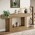 thumbnail image 1 of Tribesigns 2-Tier Farmhouse Console Table, Rustic Wood Sofa Table with Vintage U-Base, Light Brown, 1 of 7
