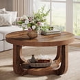 thumbnail image 1 of Tribesigns 2-Tier Round Coffee Table, Circle Coffee Table with Storage, Modern Accent Center Table for Living Room, Thick Tabletop & Base, Rustic Brown, 1 of 7