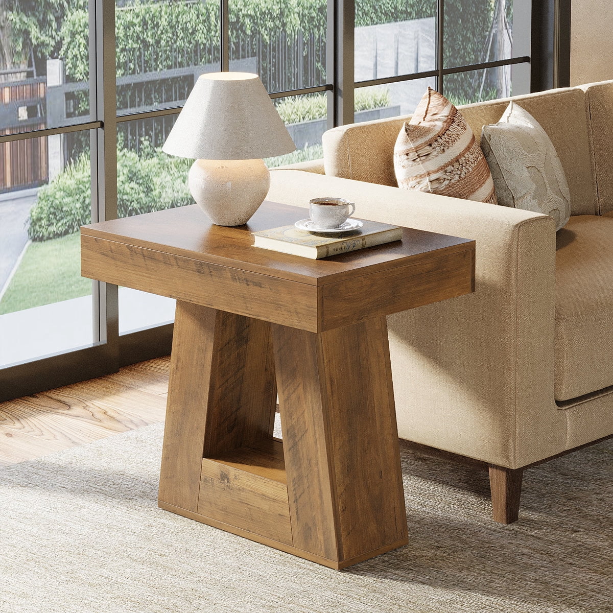 Curated visual reference: Picture Idea: Tribesigns 2 Tier Rustic Wooden End Table 24 Side Table