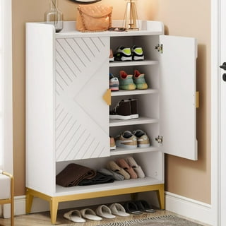 Aro White Modern Shoe Cabinet with Doors Entryway Cabinet for Shoes