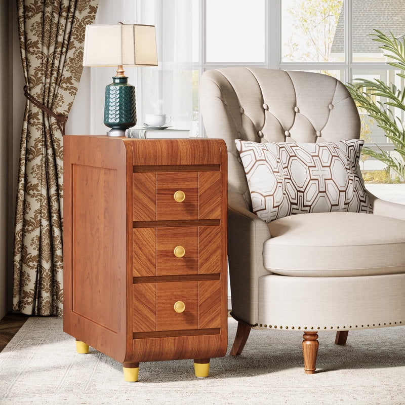 ⭐Jing⭐　INOUT NEW Standard Table Tribesigns Solid Wood End Table, 3-Drawer Sofa Side Table