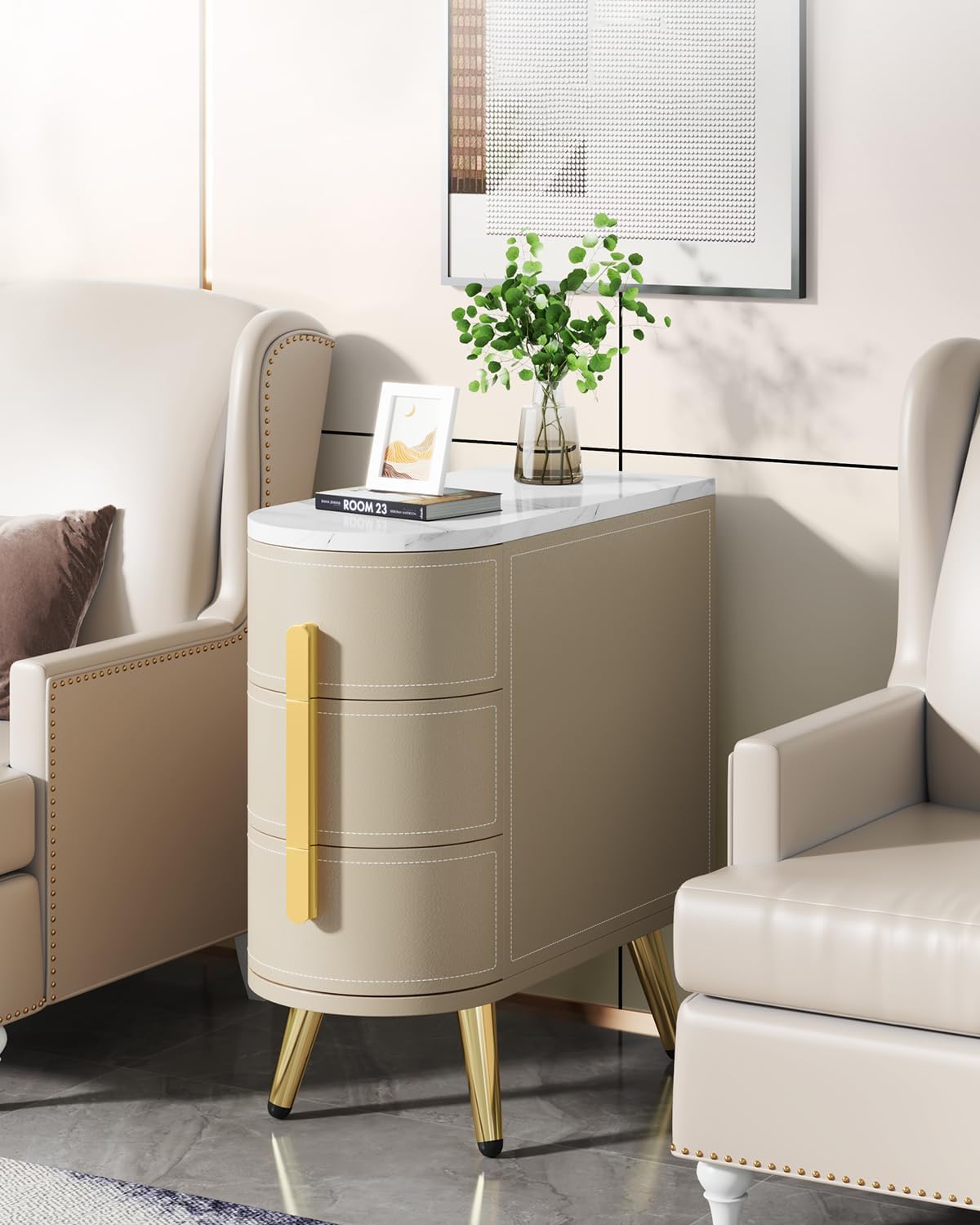 Tribesigns 3-Drawer End Table, Sofa Side Table with Solid Wood Drawer ...