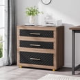 thumbnail image 1 of Tribesigns 3-Drawer File Cabinet, Modern Lateral Cabinet with PU Leather & Gold Handles, 1 of 7