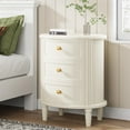 thumbnail image 1 of Finmind 3-Drawer Nightstand, Fully Assembled Oval Bedside Table with Storage, Off-White, 1 of 7