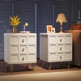 thumbnail image 1 of Tribesigns 3 Drawers Nightstand White Gold Bedside Table Set of 2, Bedroom Tall Night Stands White Gold Sofa End Table with Storage, Bedside Table for Bedroom, Living Room (2PCS), 1 of 5