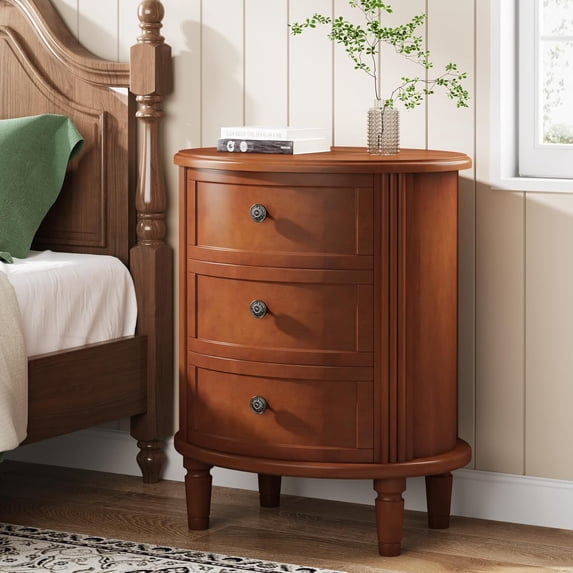 Tribesigns 3 Drawers Nightstand, Wooden Side End Table with Solid Wood ...