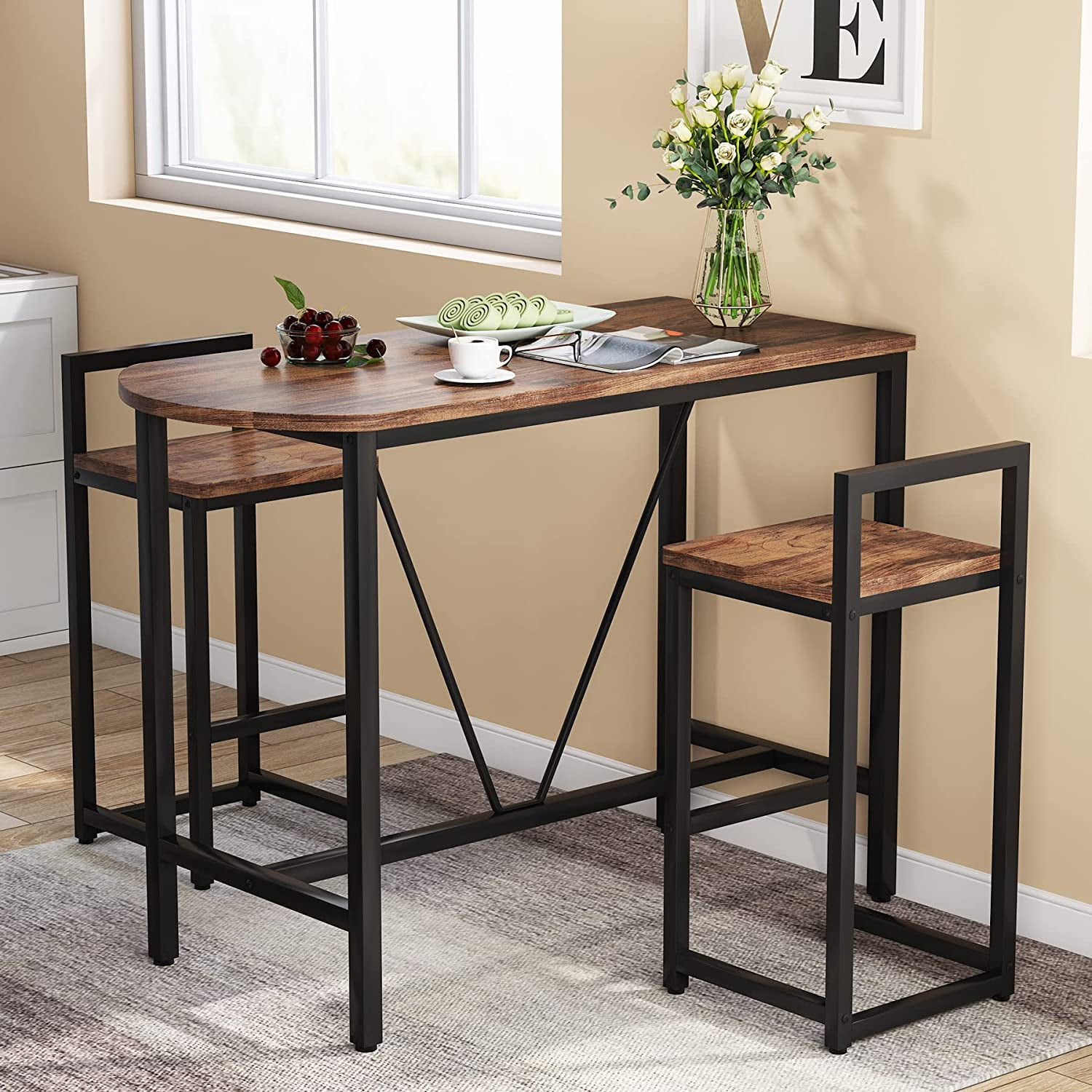 Walnut pub table deals set