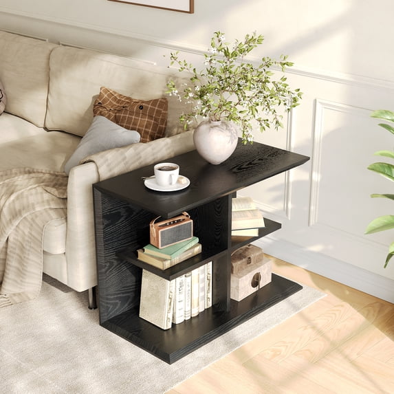 Tribesigns 3-Tier End Table with Storage, Wood Sofa Side Table, Industrial Bedside Table for Bedroom, Living Room