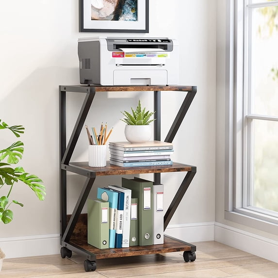 Tribesigns 3-Tier Rolling Printer Stand with Industrial Machine Cart
