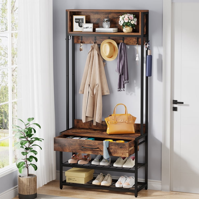 Tribesigns 3-in-1 Entryway Hall Tree with Drawer, Vintage