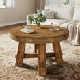 thumbnail image 1 of Tribesigns 31.5-Inch Round Coffee Table, Solid Wood Center Table with Thickened Tabletop for Living Room, Apartment, Small Space, Brown, 1 of 6