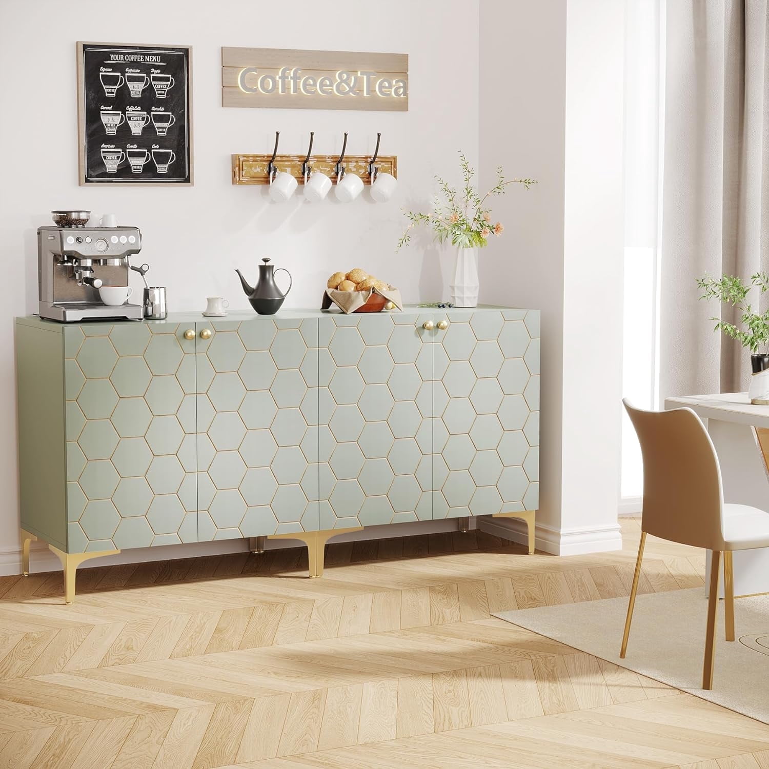Tribesigns 31.5 Inch White Sideboard Buffet Cabinet Set of 2, Modern ...