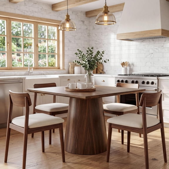 Tribesigns 31.5" Square Dining Table, Wooden Kitchen Table for 4, Walnut