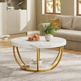 thumbnail image 1 of Tribesigns 32 Inches Round Coffee Table, Modern 2-Tier Center Table with Storage Open Shelves, Wooden Circle Coffee Table Sofa Side Table with Metal Legs, 1 of 10