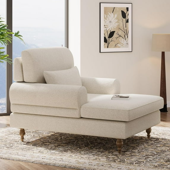 Tribesigns 37.8" Oversized Chaise Lounge with Adjustable Backrest, Indoor Modern Comfy Chair Sleeper (Off-White)