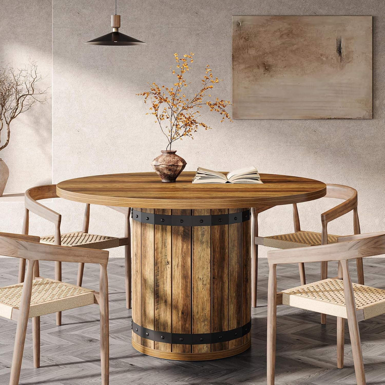 Tribesigns 39.37-Inch Round Conference Table, Farmhouse Meeting Room ...