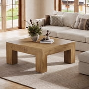 Tribesigns 39.37" Low Square Coffee Table, Farmhouse Large Tea Accent Table Center Table for Living Room(Natural)