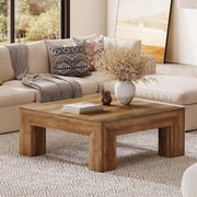 Tribesigns 39.37 Low Square Coffee Table, Farmhouse Large Tea Accent Table Center Table for Living RoomRustic Brown