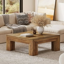 Tribesigns 39.37" Low Square Coffee Table, Farmhouse Large Tea Accent Table Center Table for Living Room(Rustic Brown)