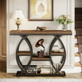 thumbnail image 1 of Finmind 4-Tier Console Table, 39" Wood Sofa Table with Storage Shelves, Rustic Brown, 1 of 7