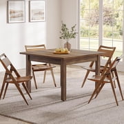 Finmind 39.4 Inches Square Dining Table for 4 People, Wooden Kitchen Table Small Dinner Table with Oak Finish Top and Solid Wood Legs, Grayish-Brown Only Table