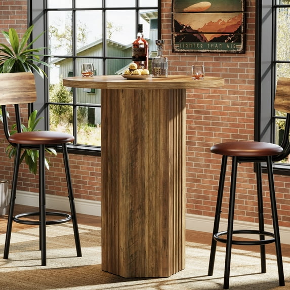 Tribesigns 39.6" Round Bar Table, Rustic Farmhouse High Top Pub Table for Home & Kitchen