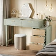 thumbnail image 1 of Tribesigns 39" Modern Dressing Table, Wood Makeup Vanity Desk with 5 Drawers for Bedroom, Mint Green, 1 of 7