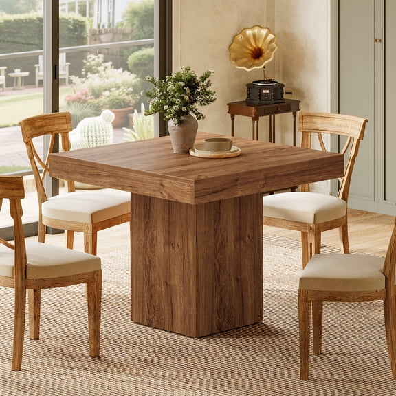 Tribesigns 39" Square Dining Table for 4, Farmhouse Small Kitchen Table for Dining Room, Walnut