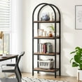thumbnail image 1 of Finmind 4-Tier Industrial Bookshelf, 71" Arched Farmhouse Storage Shelves with Metal Frame for Bedroom, Living Room, Home Office, Brown, 1 of 7