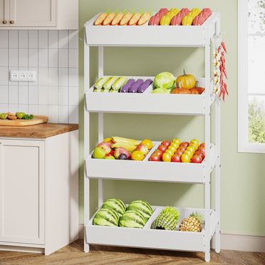 Tribesigns 4-Tier Retail Display Rack, Wooden Snack Candy Stand, Store Shelving Organizer with Heavy-Duty Metal Frame(1, White)